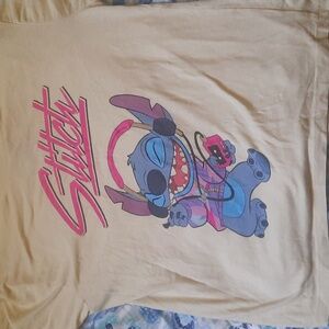 Disney Stitch Kids T-Shirt - Tan with Pink Highlights